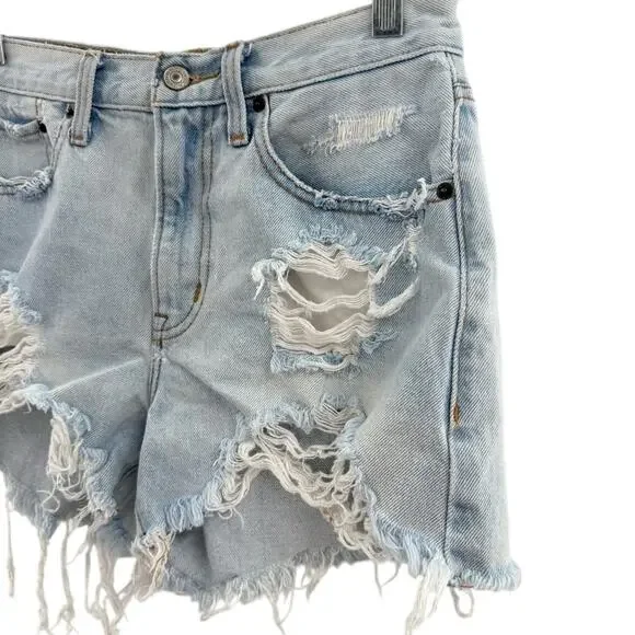 Abercrombie & Fitch Curve Love Mid Rise Boyfriend Jean Shorts Raw Hem Size 26 /2 - Picture 4 of 9